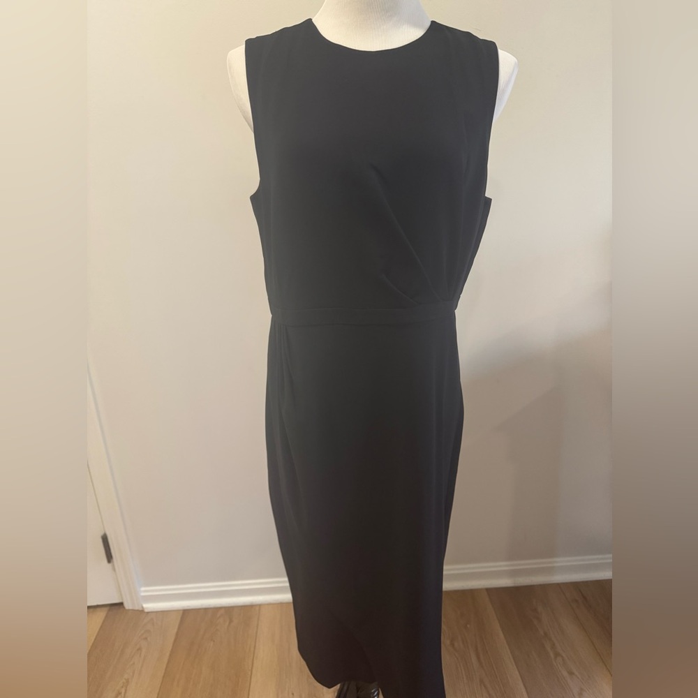 J. Crew Classic Pleated Detail Faux Wrap Black Dress